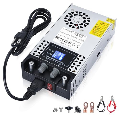 BOSYTRO Regelbares Netzteil 0-12V 0-50A 600W Schaltnetzteil Transformator Power Supply Trafo 230v auf 12v Netzteil SMPS für LED Streifen, CCTV, 3D Drucker, Radio, Kamera, Labornetzteil