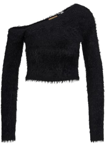 Jack & Jones Damen Jxheidi One Shoulder Knit Stricktop, Schwarz, L EU