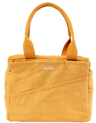 Soolla Studio Art Supply Storage Organizer & Pottery Tool Tote, Washable Craft Knitting Yarn & Crochet Project Bag, 30 Pockets, 15+ Canvas Colors, Artist Bag for Adults (Sedona)