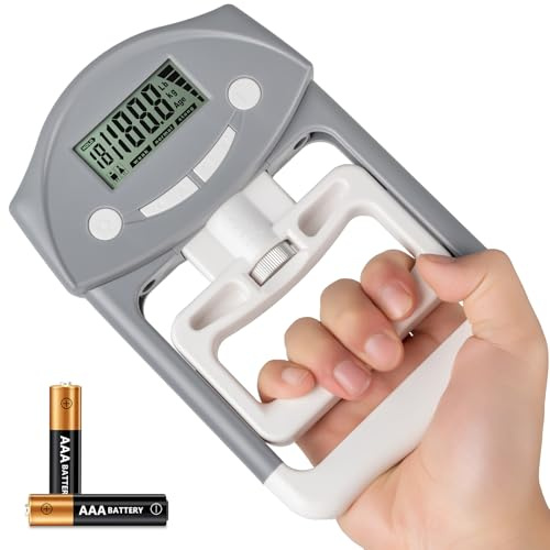 Digital Grip Strength Tester - 220lbs/100kg Hand Dynamometer Grip Strength Trainer, Adjustable Hand Grip Strengthener Exerciser, Handgrip Measurer Meter for Sports, School, and Home Use