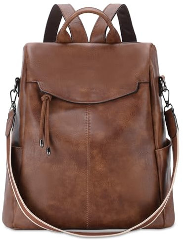 VX VONXURY Rucksack Damen Elegant, Anti-Diebstahl Cityrucksack Pu Leder Offene Rückentasche Wasserdicht Reiserucksack 2 in 1 Handtasche für Schule Arbeit Freizeit