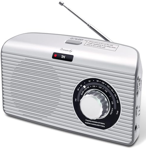 DreamSky Bluetooth Speaker Radio Sleep Timer, Hi-Fi Clear Extra Loud Sound, Portable AM FM Radio with Strong Reception, Plug in Wall or Battery Operated for Home/Outdoor, Seniors Small Gift