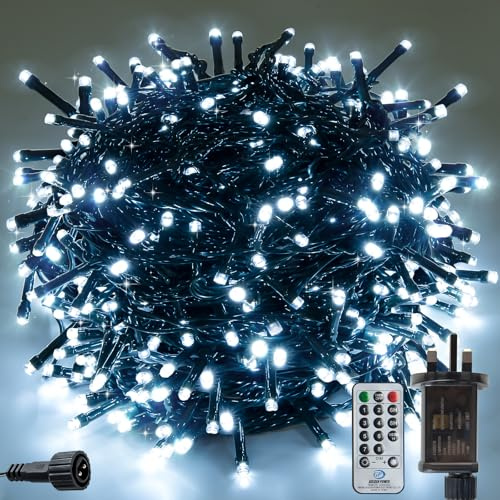 ZBQEJ Guirlande Lumineuse LED Noël, 30 m, 300 LED Lumière blanche, 8 Modes d'Éclairage, Télécommande, Intérieur/Extérieur (Lumière blanche, 30M/300LED)