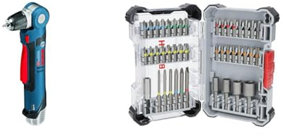 Bosch Professional 12V System Cordless Angle Drill GWB 12V-10 (1/2 L-BOXX Inlay, Without Battery/Charger) + 43x Extra Hard Screwdriver Bit Set (197 x 110.5 mm, Accessories)