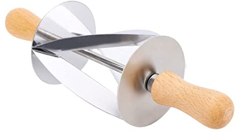 Nikou Cortador de masa de acero inoxidable, cortador de croissant y rodillo de pastelería, herramienta para hornear pan y pasteles, diseño, ideal para uso doméstico y jardín