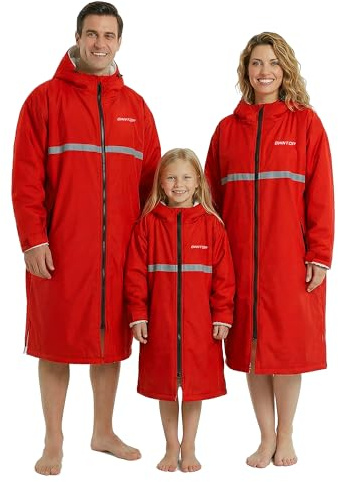 Owntop Parka da Nuoto per Adulti e Bambini, Poncho da Surf Antivento e Impermeabile, Accappatoio Oversize con Tasche Foderate in Peluche e Cappuccio, per Piscina Spiaggia, Surf, Campeggio