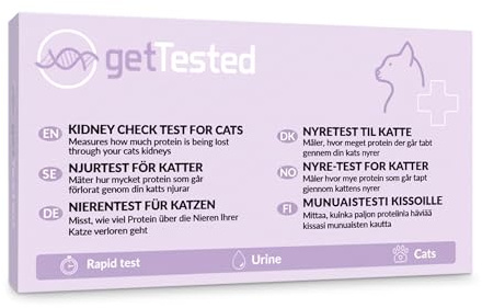 getTested Test renale per gatti, kit di analisi delle urine a casa in 10 minuti, strisce reattive UPC per rilevamento precoce della CKD, proteinuria e monitoraggio della salute dei reni