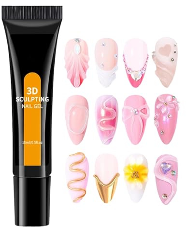 Quorvex 3d Gel for Nails,3D No Wipe Beauty Care Products | 15ml Adhesive Nail Charm Rhinestone Glue - for Beginners Professionals Rhinestone Salon Party Holiday Daily Wedding Birthday