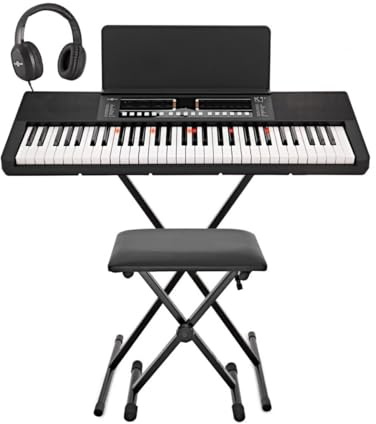 K1+ Keyboard mit 61 Leuchttasten und Bluetooth von Gear4music, Komplettpaket