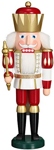 Nötknäpparen King vitröd, 40 cm hög, original Erzgebirge av Seiffener Volkskunst SV 11251