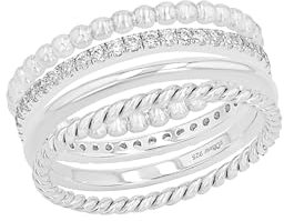 s.Oliver Damen-Ring-Set 925 Silber rhodiniert Zirkonia weiß Gr. 58 (18.5) - 2015043
