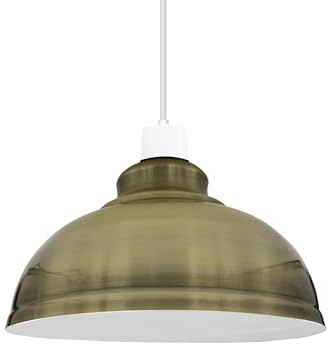 Metal 29cm Electroplated Green Brass Lampshade Curvy Shape Easy Fit 4cm Top Hole for Living Room Lighting Kitchen Pendant Light Shade, Retro Style for Home Bar Restaurant Vintage Decor