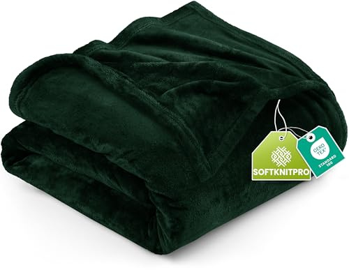 Utopia Bedding Fleece Blanket Queen Size Forest Green 300GSM Luxury Anti-Static Fuzzy Soft Microfiber Bed Blanket (90x90 Inch)
