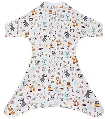 Wombambino 2in1 Baby Babyschlafsack mit verschließbaren Ärmeln und Füßen für Frühjahr und Sommer (18-24 Grad/TOG 0,5-1,0) Baby Pucksack für unruhigen Schlaf