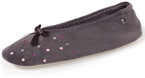 Isotoner Zapatillas de casa Bailarinas mujer, pantuflas de microterciopelo