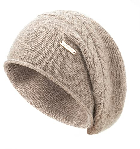 QUEENFUR Knit Slouchy Beanie Hats for Women Cashmere Ski Cap Knitted Wool Soft Warm Winter Hat