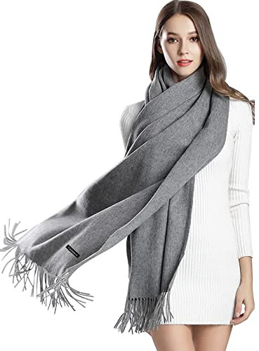 Gukasxi Damen Schals für Winter Warm Pashmina Schal Schal Wrap für Frauen Mädchen Große Weiche Schals Solid Colour 200x60 cm (Dunkelgrau)