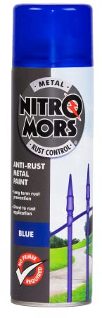 Nitromors Smooth Metal Spray Paint Blue 500 ml, UV & Rust Resistant, No Primer Needed, Ideal for Garden Furniture & Metal Doors