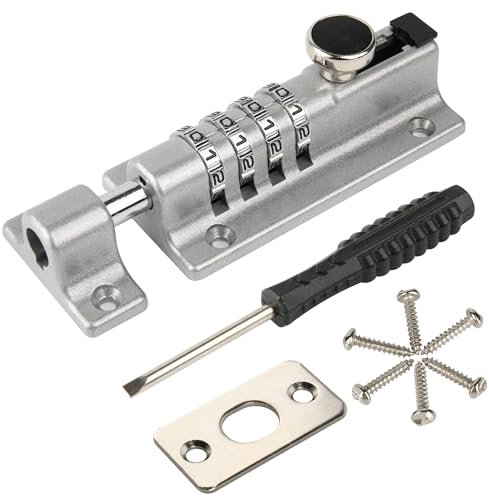 HASWARE Catenaccio di Chiusura con Combinazione a 4 Cifre, Serratura per Porta Scorrevole ripristinabile, Serratura di Sicurezza con Impostazione Password, per Cancelli, Fienili, Garage, Recinzioni