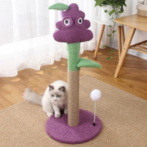 79 cm hoher Katzenkratzbaum, Kratzbaum für große Katzen mit 1 neckischen Federball, natürlichem Sisalseil (vertikaler Baum)