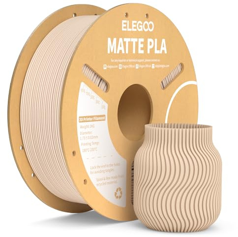 ELEGOO Filamento PLA Matte Beige 1 kg, 1,75 mm, Opaco PLA Filamento per Stampante 3D, precisione di misurazione +/- 0,02 mm, adatto per maggior parte delle stampanti 3D FDM