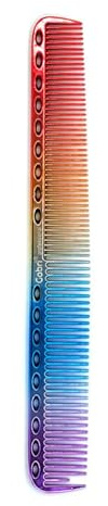 Gabri Flat Hair Comb Top Comb Barber Styling Hair Cutting Durable Detangler - Professional Hairdressing Tools, Anti Static Heat Resistant, Strong & Durable (Metal Rainbow 21cm, Metal)
