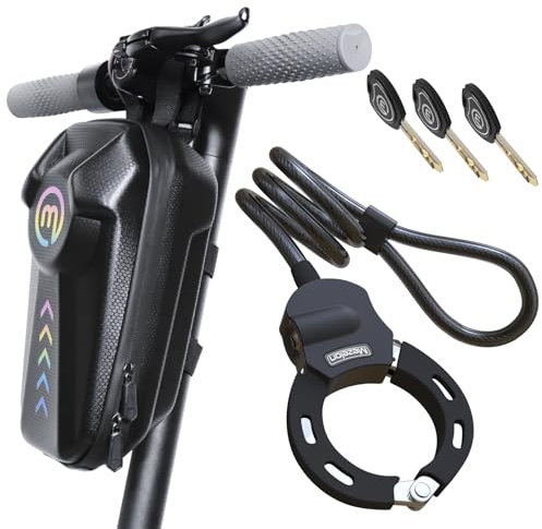 Mezelon Lucchetto Monopattino Elettrico, Lucchetto Bici 100cm/13.5mm per E-scooter, con Borsa Impermeabile da 3L, Lucchetto Bicicletta Antifurto, Serratura Cavo Spirale con 3 Chiavi, per Biciclette