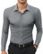 Siliteelon Grey Slim Fit Men's Shirts Adult Athletic Sport Work Office Wedding Party Concerts L