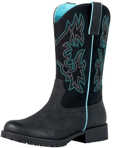 SheSole Women's Cowboy Cowgirl Boots Mid Calf Western Country Riding Work Boots Black Size 7