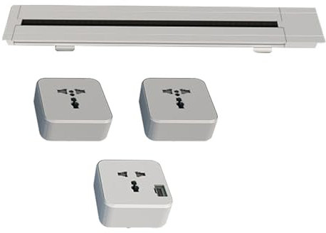 32A 9000W modulärt väggmonterat skenuttag, inbyggt aluminiumgrenuttag med justerbara uttag för kök, hem och kontor,White-40cm