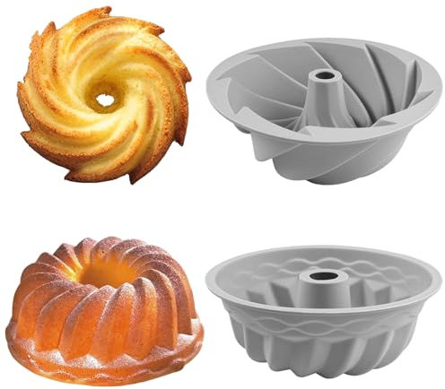Moule à Kouglof en Silicone, 2 Pièces Moule à Brioche en Silicone 16cm, AntiadhéSif, RéUtilisable, Pour GâTeaux, Pains, GeléEs, Mousses, Biscuits, Tartes à La Citrouille Ou Beignets, Gris