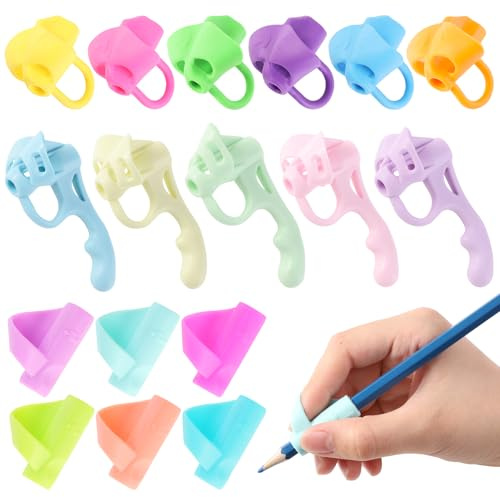Yoosso Lot de 17 supports d'écriture pour stylo, aide à la tenue du stylo, aide à l'écriture, aide à l'apprentissage, poignée