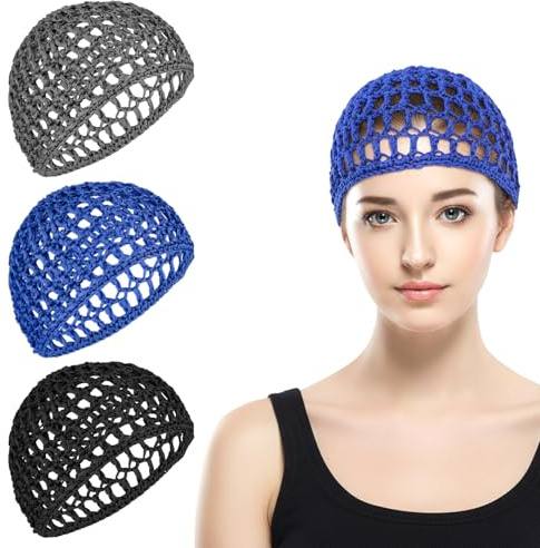 3Pcs Hair Nets For Sleeping In Mesh Hair Net for Women Rayon Knit Snood Crocheted Sleep Cap Mesh Crocheted Hairnet Sleep Cap Long Hairs Cover Ornament Thick Soft Sleeping Hat Hairs Accessories