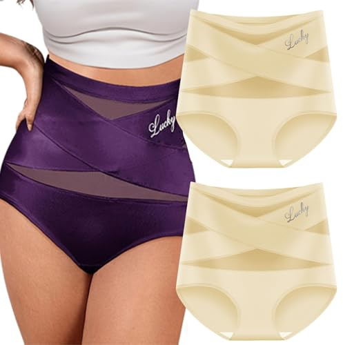 Bragas de compresión para mujer, cintura alta, control de abdomen, sin costuras, moldeadoras de la suerte, cintura alta, control de abdomen para uso diario