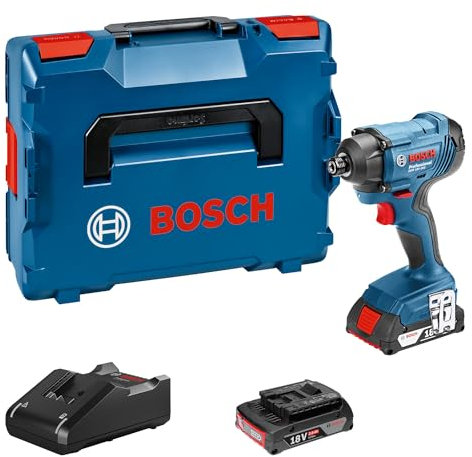 Bosch Professional 18V System Akku Drehschlagschrauber GDR 18V-160 (max. Drehmoment: 160 Nm, Schrauben M6 - M14, 1/4-Innensechskant, 2x 2.0Ah Akkus und Ladegerät, L-BOXX)