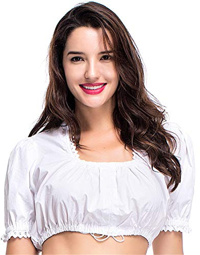 Women's Cosplay Bavarian Oktoberfest Classic Crop Top Dirndl White Blouse XL