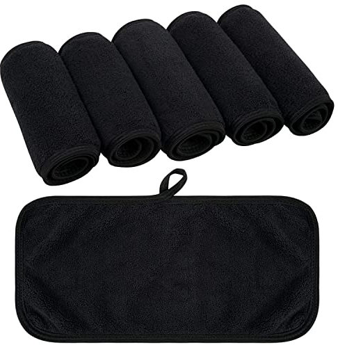 KinHwa Waschlappen Frottee 6 Stück Make-Up Entferner Tuch Mikrofaser Abschminktücher weiche & saugstarke Gesichtsreinigungstücher wiederverwendbar & waschbar fusselfrei & luxuriös Schwarz 15cm x 30cm