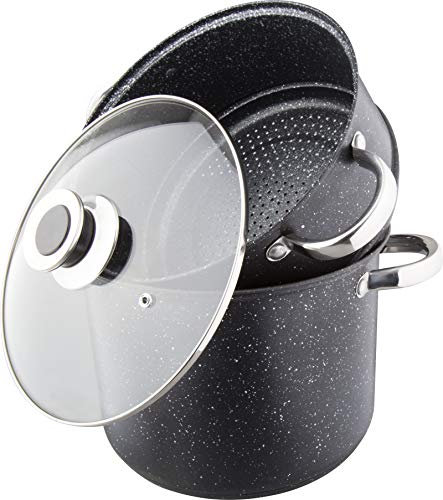 KAMBERG Couscoussiera, Vaporiera, Casseruola 3 in 1, Diametro 20 cm, 4 litri, Acciaio Inox, Incluso Quello a Induzione, Rivestimento Effetto Pietra, Senza PFOA