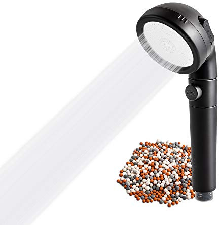 Original StoneStream® EcoPower Shower Head System — Spa Like Ionic Filter to Soften & Save Water — for Non-Electric Showers Only — Matte Black