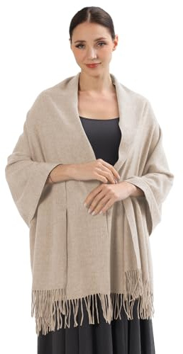 ACNCN Womens Cashmere Scarf Pashmina Shawl Wraps 300g Extra Large Cashmere Thick Scarves for Winter(Beige)