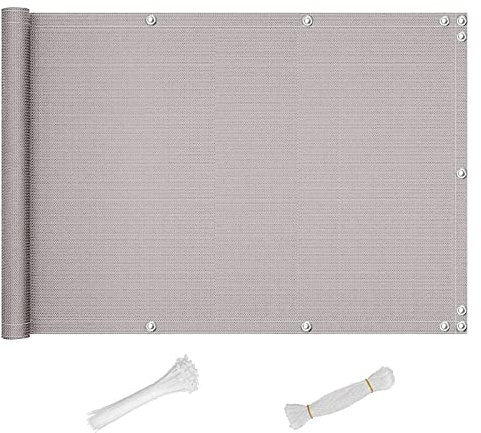 QINGLV Brise Vue 120x800cm Clôture De Protection De La Vie Privée Opaque Imperméable Pare Vue Balcon pour Terrasse, Jardin, Piscine, Patio, Bordure -Gris Clair