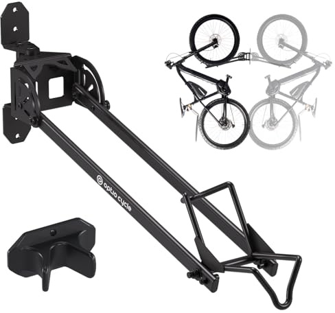 Optio Cycle Cykelhållare Vägg Fällbar med 180° Rotation – Hjulupphängning för Elcykel, MTB, Gravel och Landsvägscykel upp till 25 kg | Cykelupphängning för Garage, Förråd och Hem
