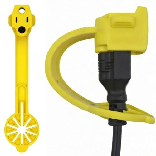 Prong Shield Outdoor Weatherproof Plug Cover - Extension Cord Waterproof Protector Covers for 120v Electric, 3 Prong Male End Weather Proof Exterior Ends Caps for Outside Electrical Plugs (2,Yellow)