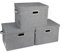 Voova Large Collapsible Storage Bins with Lids,3 Pack Stackable Linen Fabric Cube Storage Organizer,Foldable Closet Storage Boxes Baskets Containers with Cover for Clothes,Bedroom,Home,Grey