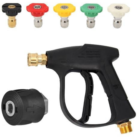 GIONAR Pressure Washer Gun with 5 Water Nozzle Tip, Short Trigger High Pressure Washer Gun, 1/4 Connector Pressure Washer Accessories for Karcher, Jet Wash Gun 4350PSI for Car Washing