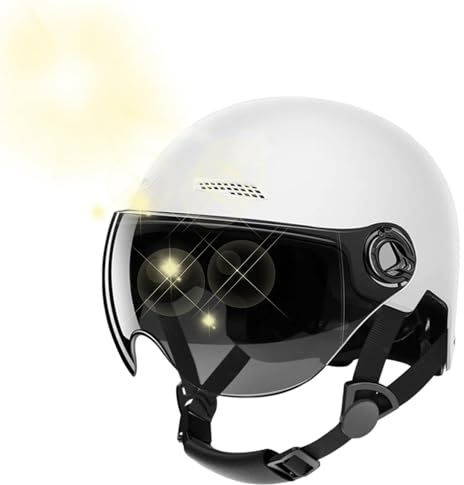 Cascos De Scooter, Casco de Moto para Hombres y Mujeres, Casco De Bicicleta De Montaña, Casco de Patinete eléctrico, Cascos para Adultos, Equipo protección para Escalada y Patinaje, Blanco