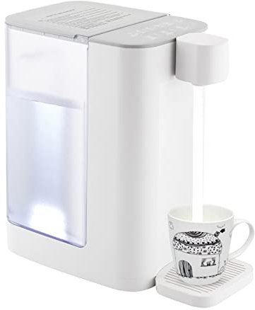 2000W Distributore di acqua calda istantanea, Dispenser Acqua Calda Rapida con 5 Temperature Regolabili, Serbatoio 3L Trasparente, Materiale Plastica e Silicone Alimentare, Bianco