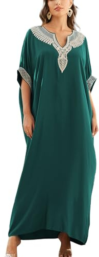 YOUKD Broderad blommig lös kaftan, boho, strand, bikini, filt, klänning, plusstorlek, för kvinnor, One size
