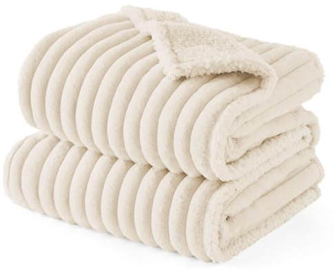 Bedsure Waterproof Dog Blanket Large - Dog Bed Blankets Washable for Large Dogs, Fluffy Pet Throw Blanket for Sofa Bed Protector, 152x203cm, Cream