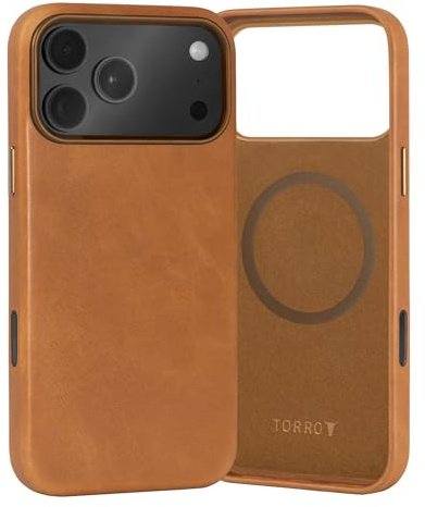 TORRO Case Compatible with iPhone 17 Pro Max 6.9 2025 - Premium Leather MagSafe Compatible, Slim Bumper Case (Light Brown)